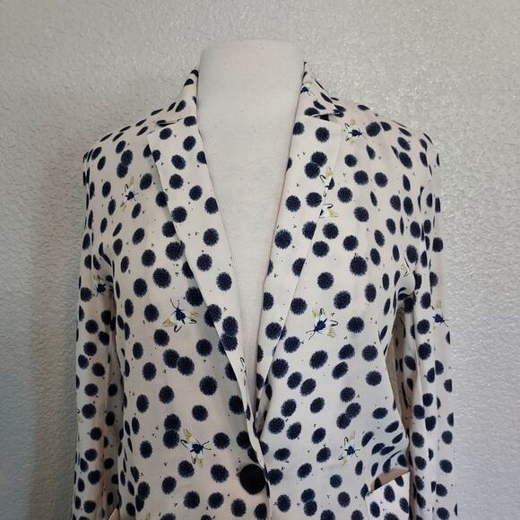 Anna Glover X H&M White Moth Polka Print Blazer Size 2 - Picture 3 of 10